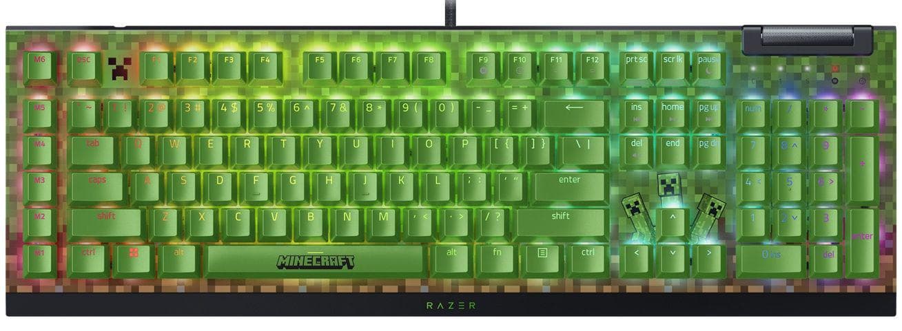 Tastatura mecanica gaming BlackWidow V4 X (Green Switch) - Minecraft