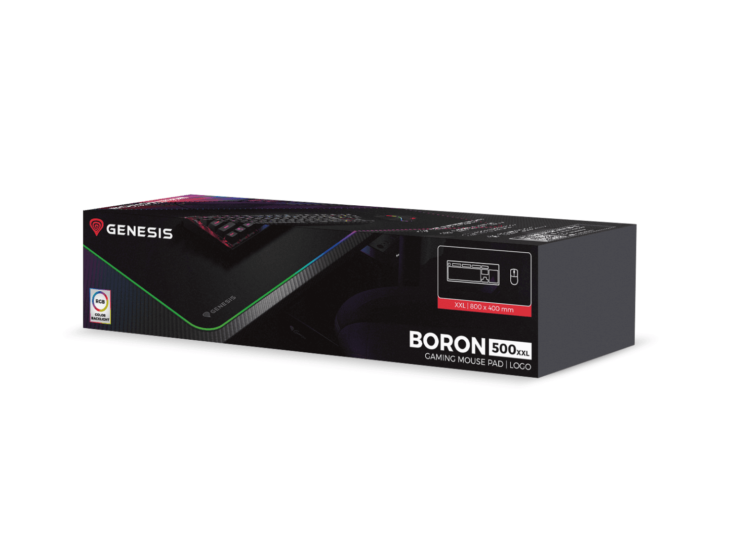 Mousepad Genesis Boron 500 XXL, iluminare RGB, material cauciuc + - 7