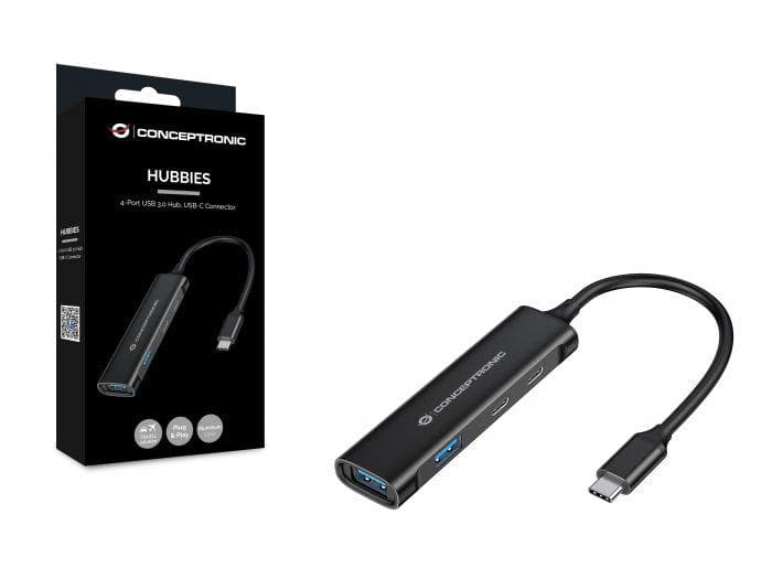 CONCEPTRONIC HUBBIES12B 4-Port USB 3.2 Gen 1 Hub, USB-C x
