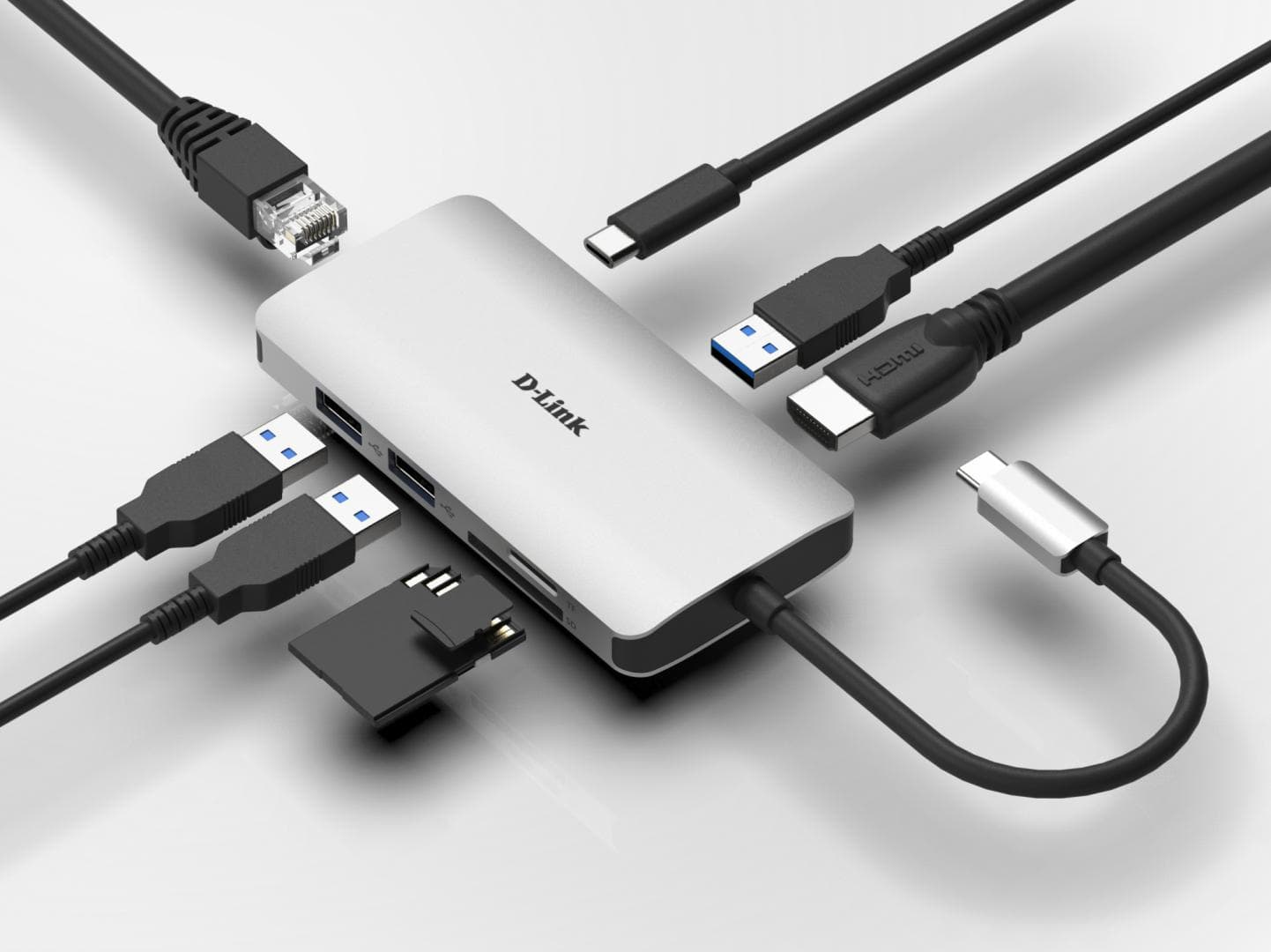 Hub USB DLINK DUB-M810, 8 porturi 3.0, gri - 2