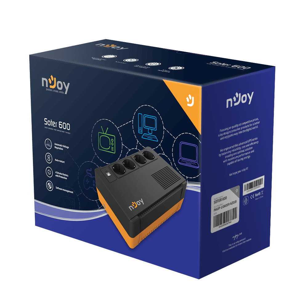 UPS nJoy Soter 600, 600VA/ 360W, 4 Prize Schuko cu