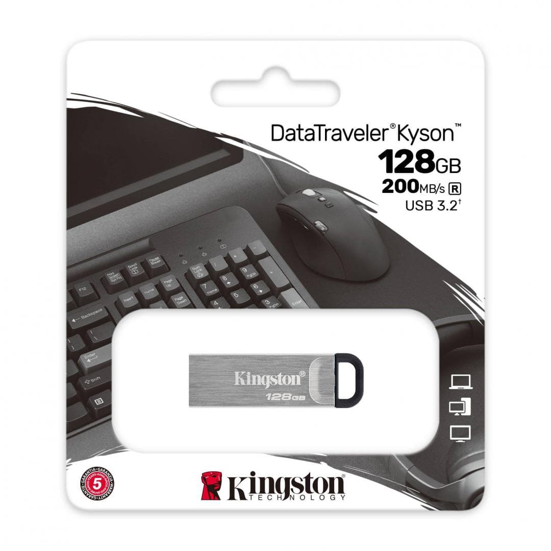 Memorie USB Kingston DataTraveler Kyson 128GB, USB 3.2, Argintiu - 3