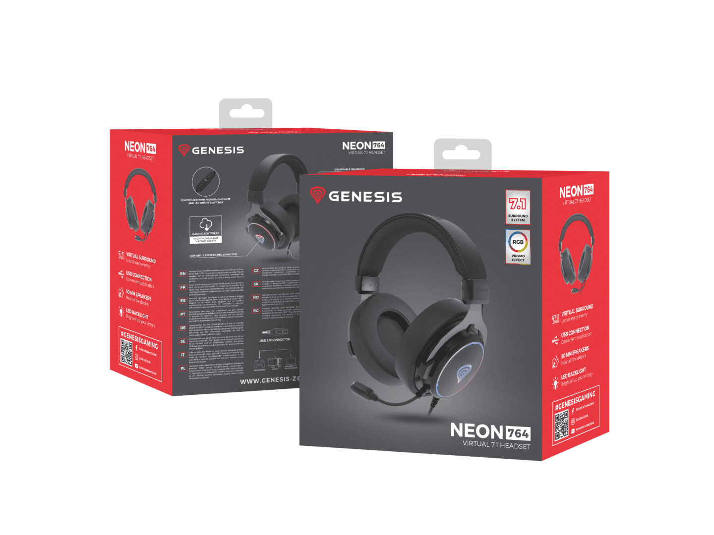 Casti Gaming Head-band Genesis Neon 764, Wired, Negru - 7