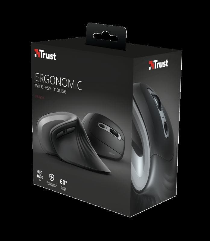 Mouse Trust Verro Ergonomic, Wireless, negru - 9