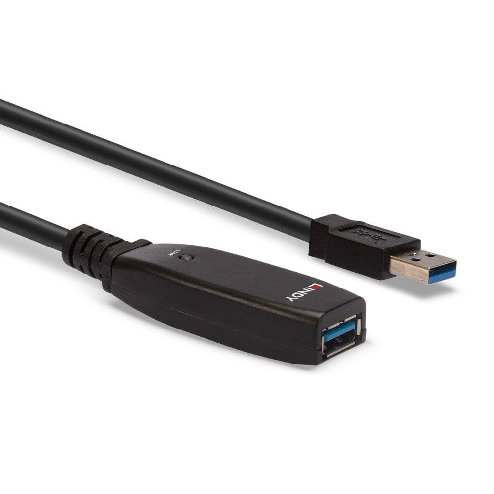 Cablu Lindy 15m USB 3.0 Active Extension Slim, negru - 2