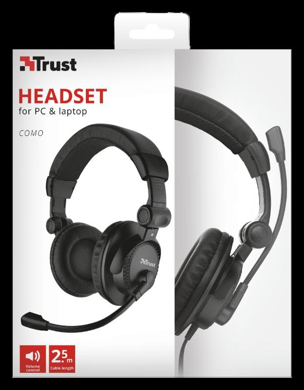 Casti Head-band Trust Como, Cu fir, Negru - 5