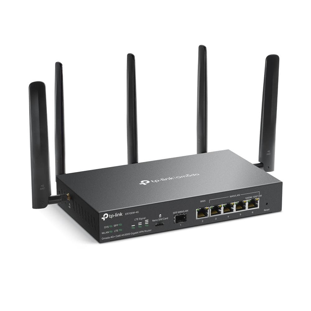 "Omada 4G+ Cat6 AX3000 Gigabit VPN Router PORT: 1× Gigabit - 2