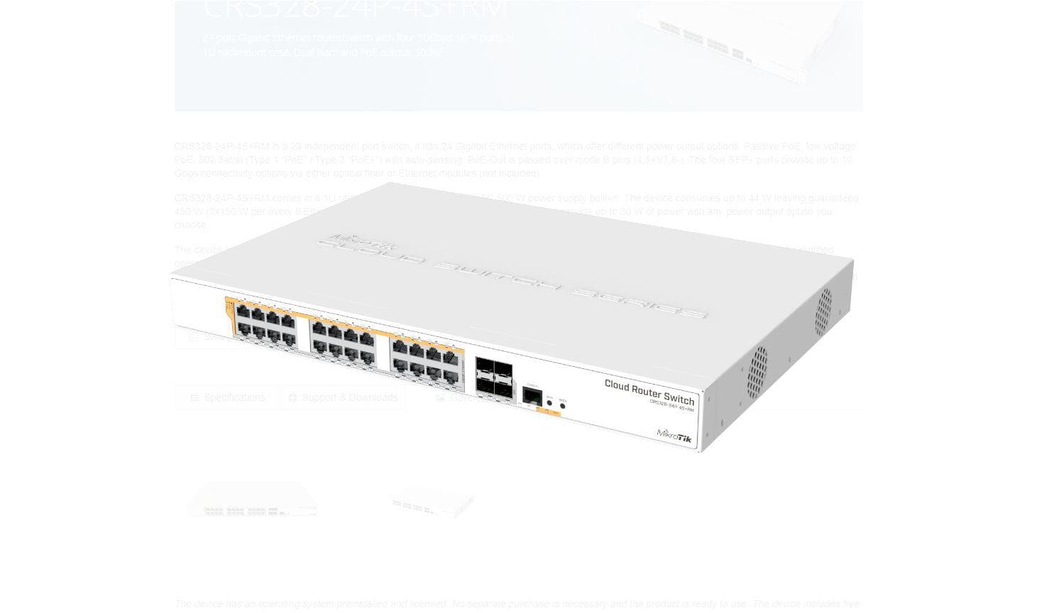 Mikrotik 24Port, 4 SFP, POE swirtch CRS328-24P-4S+RM, CPU: 800 MHz, - 2