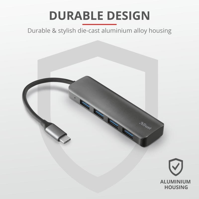 Hub USB Trust Halyx, 4 porturi USB 3.2, negru - 3