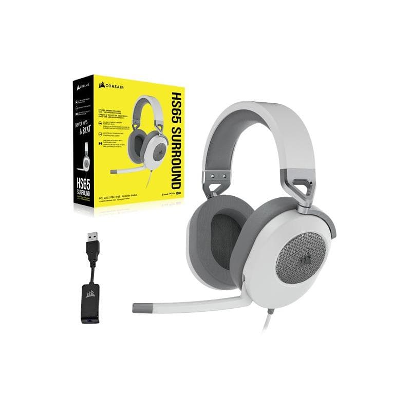 Casti Gaming Head-band Corsair HS65 SURROUND, Wired, Alb - 4
