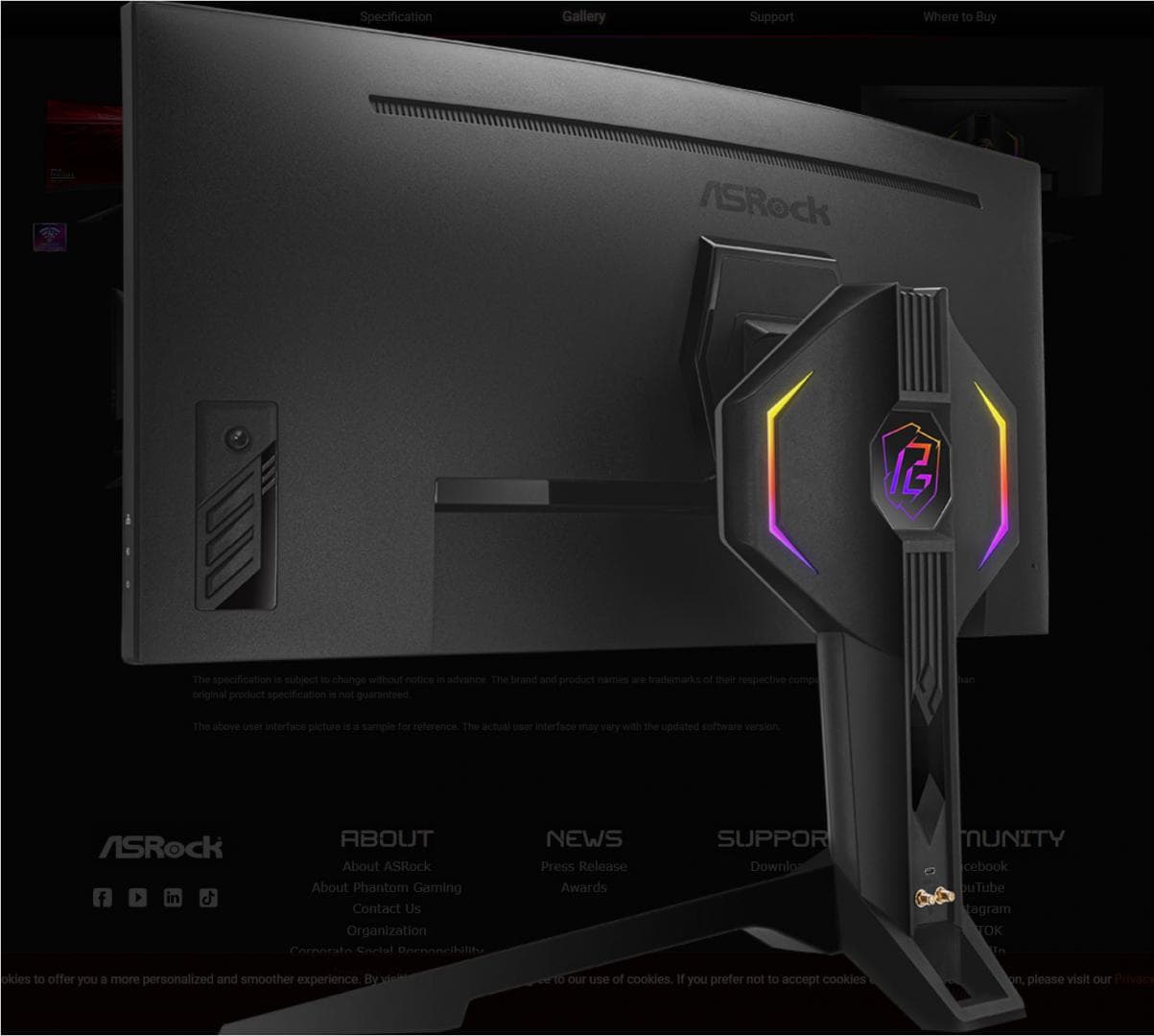 Asrock 34" Curved Gaming Monitor, Rezolutie: WQHD 3440x1440, Refresh rate: - 3