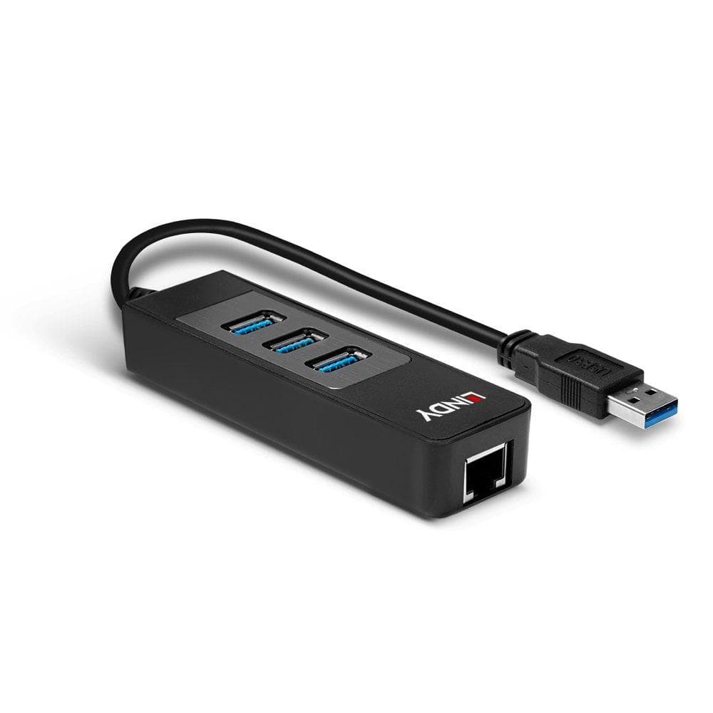 Hub USB Lindy LY-43176, 3 porturi 3.0 + Ethernet, negru - 2