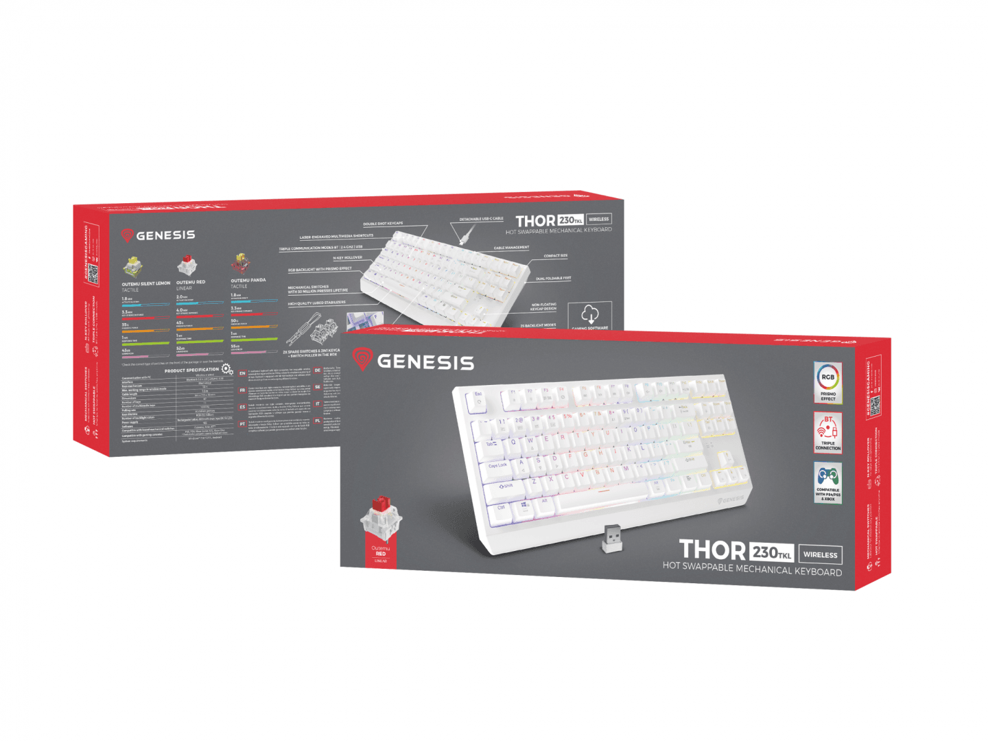 Tastatura gaming mecanica wireless Genesis Thor 230 TKL, iluminare RGB, - 18