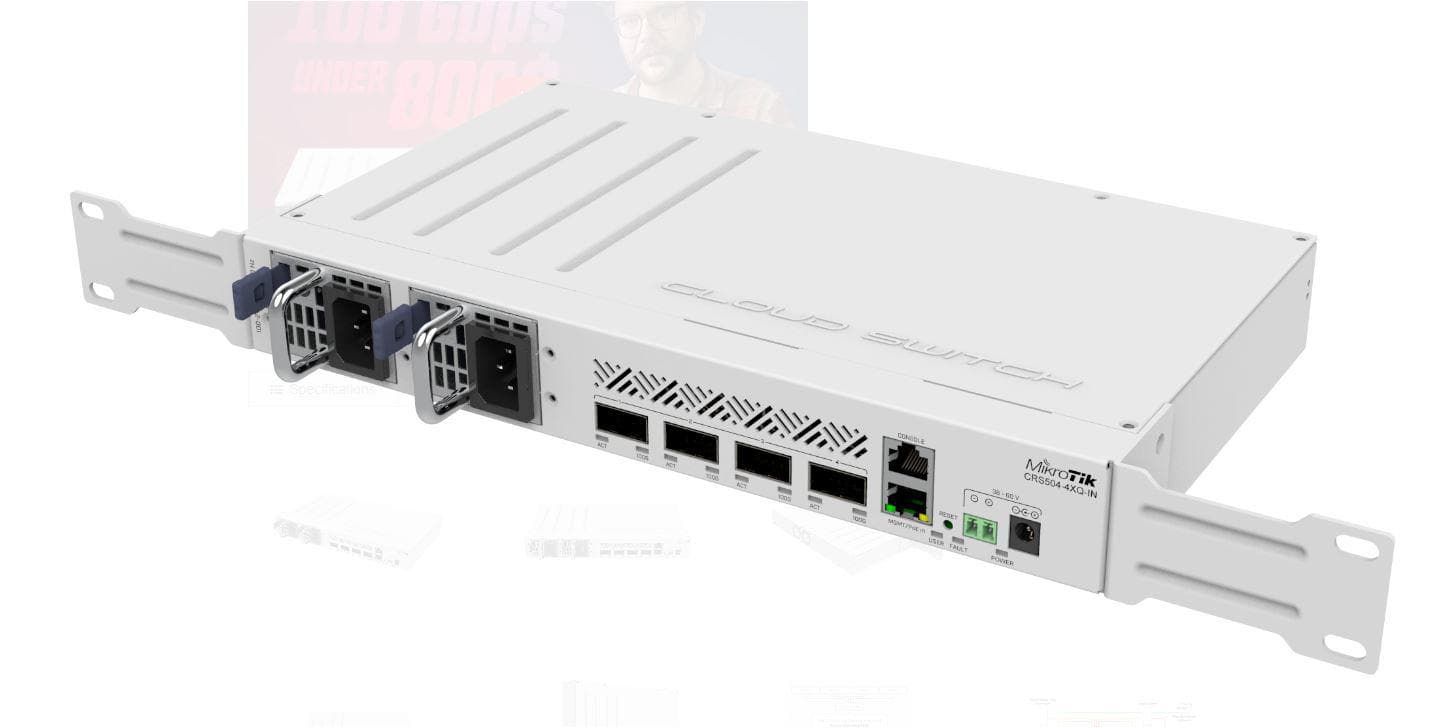 SWITCH MIKROTIK CRS504-4XQ-IN, 1 x 10/100Mbps, 4 x 100 QSFP28 - 4