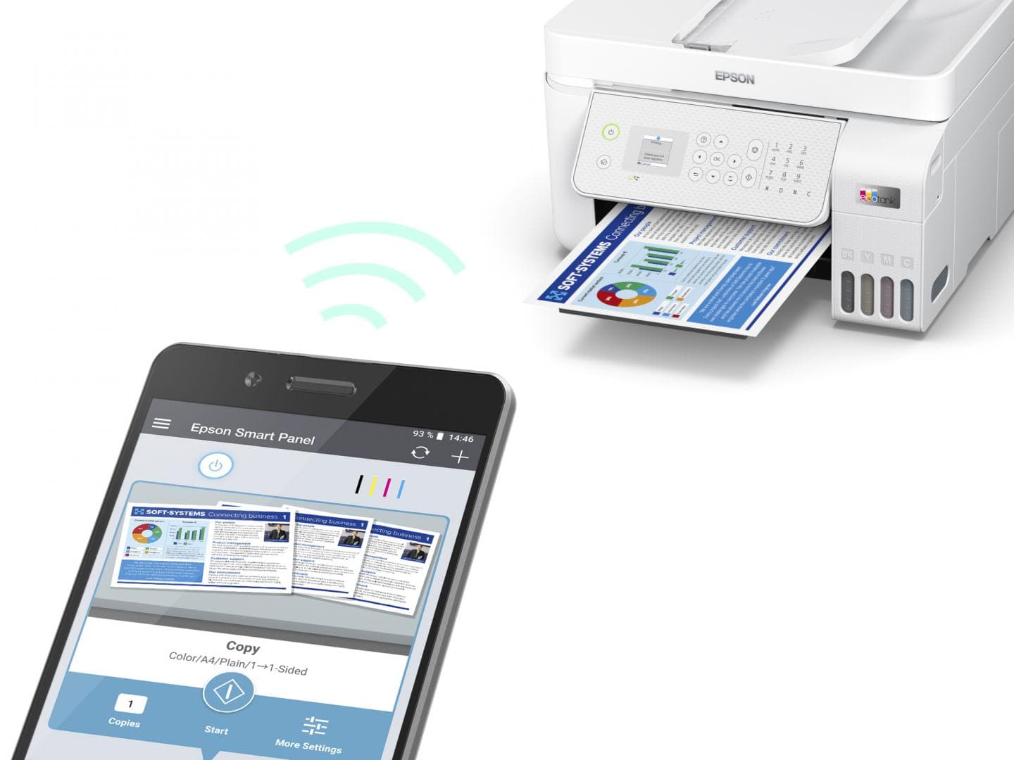 Multifunctional inkjet color Epson EcoTank CISS L5316, culoare: alb, dimensiune - 2