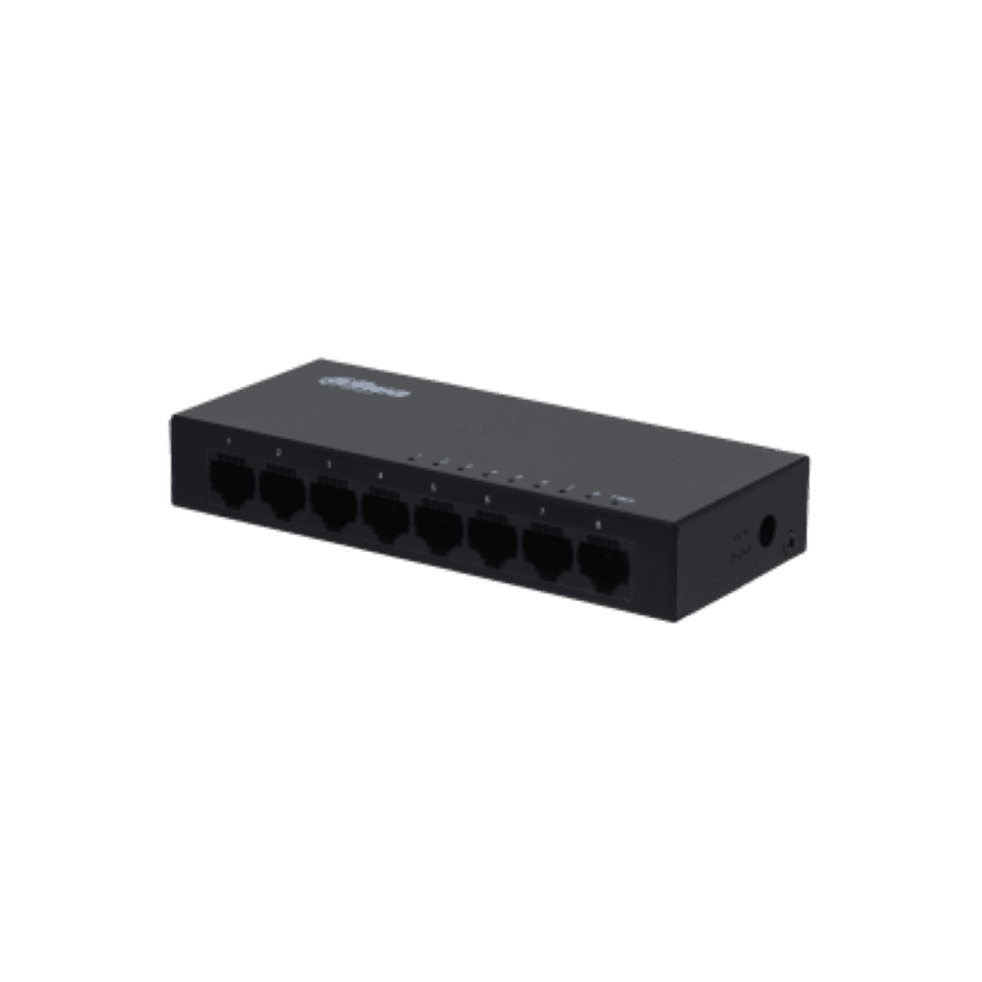 Switch Dahua PFS3008-8GT; 8 ports 10/100/1000Mbps; 186mm×106mm×33mm; Common Mode 4KV;