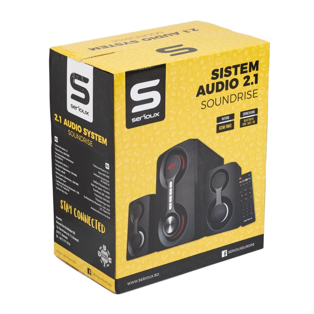 Boxe Serioux 2.1 SoundRise 2160W, putere totala 60W RMS, tip - 6
