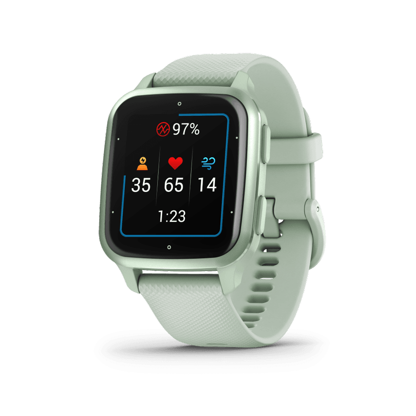 Ceas Smartwatch Garmin Venu SQ2 Metallic Mint Bezel with Cool