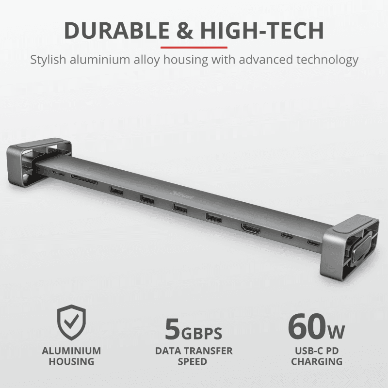 Dock USB Trust Dalyx, 10 porturi USB-C, aluminiu - 7
