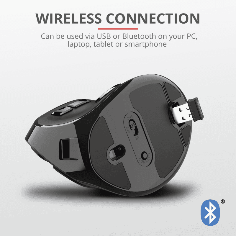 Mouse Trust Voxx, Rechargeable Ergonomic Wireless, negru - 9