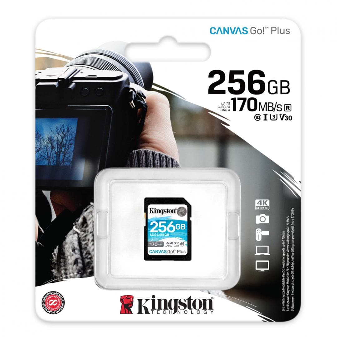Card de Memorie SDXC Kingston Canvas GO Plus, 256GB, Class - 3