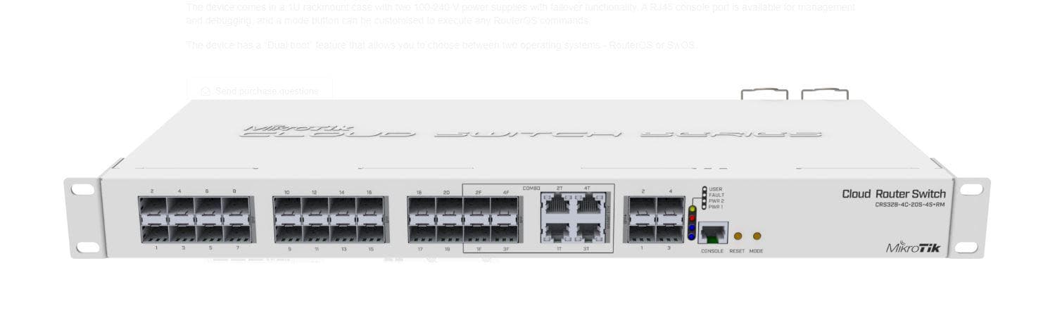 Mikrotik Cloud Router Switch, CRS328-4C-20S-4S+RM; Smart Switch, 20 xSFP cages,