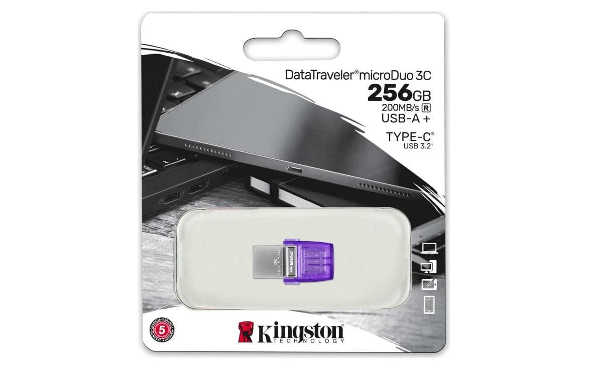 Memorie USB Kingston microDuo 3C 256 GB, USB 3.0, Purpuriu - 3