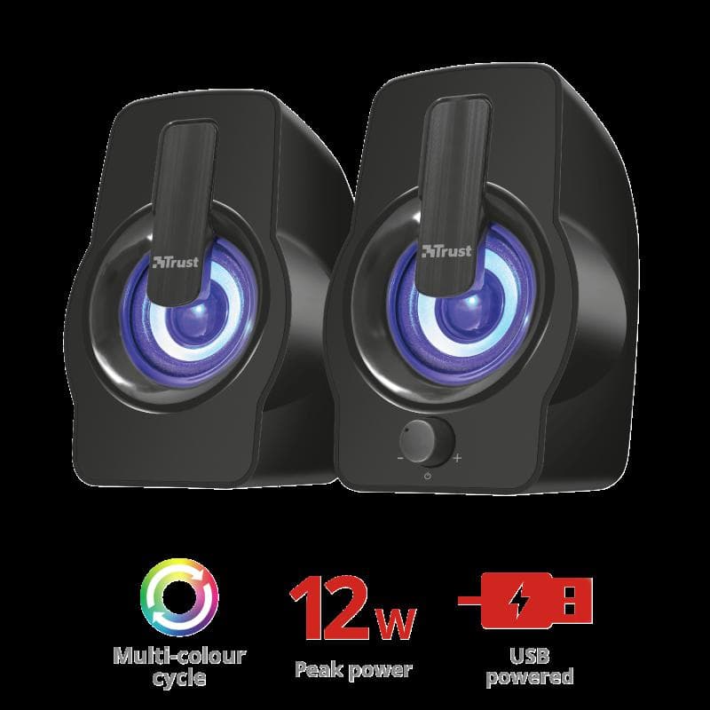 Boxe Stereo Trust Gemi RGB 2.0 Speaker, 6W, negru - 2