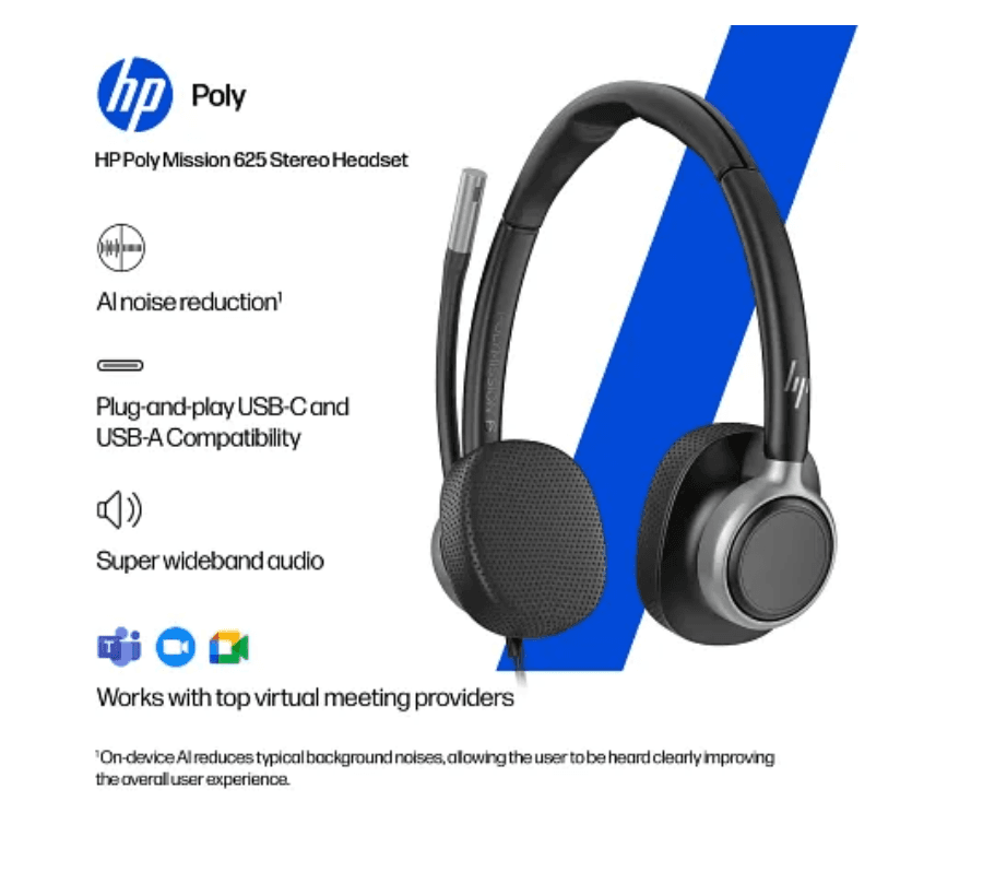 Casti Head-band Poly Mission 625 Stereo USB Wired Headset, Cu - 4