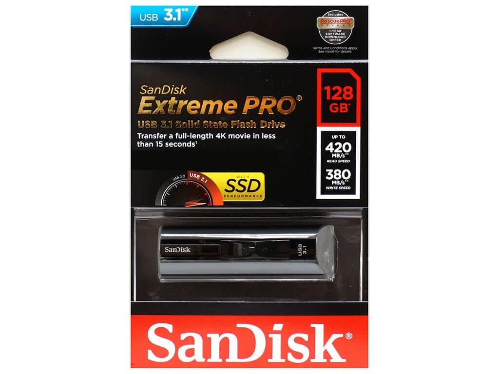 Memorie USB SanDisk Extreme Pro 128 GB, USB 3.1, Negru - 4