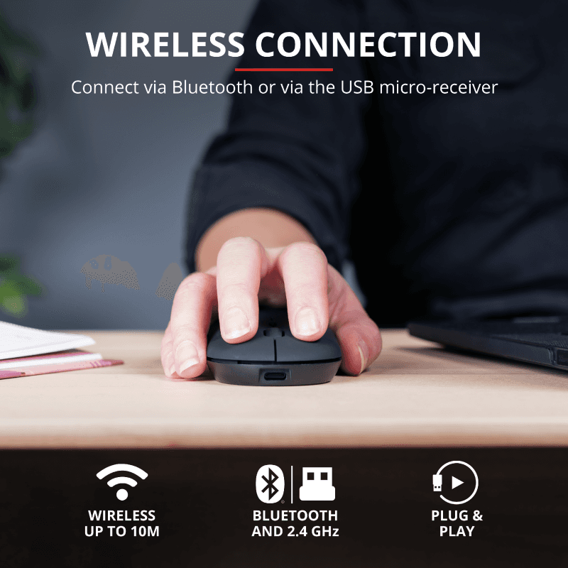 Mouse Trust Puck, Rechargeable Bluetooth, negru - 2