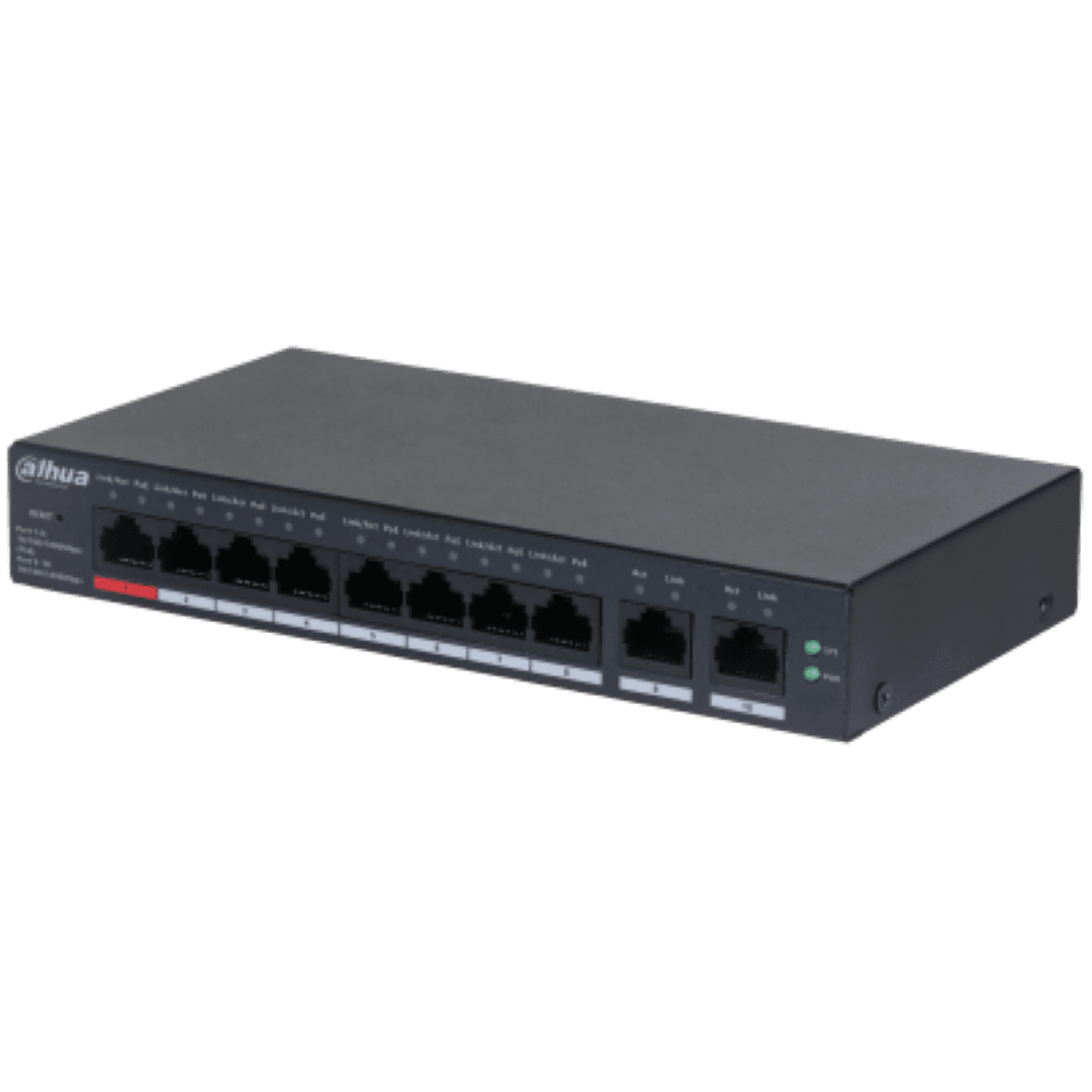 Dahua 10-Port Cloud Managed Desktop Gigabit Switch cu 8-Port PoE,