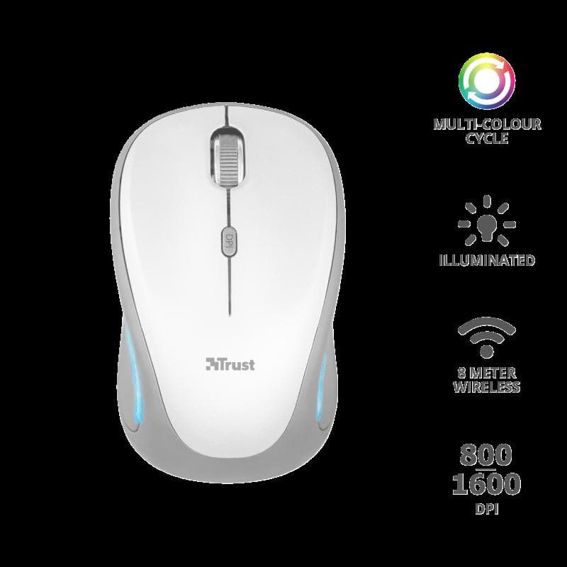 Mouse Trust Yvi FX, Wireless, alb - 2