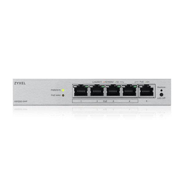 ZYXEL GS1200-5HPV3 5-Port Gigabit PoE Web-Managed Switch - 4
