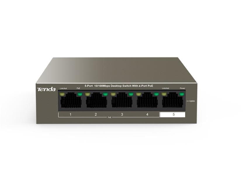 Tenda switch TEF1105P-4-38W, 5-Port 10/100Mbps, 4-porturi POE, Standarde de retea: