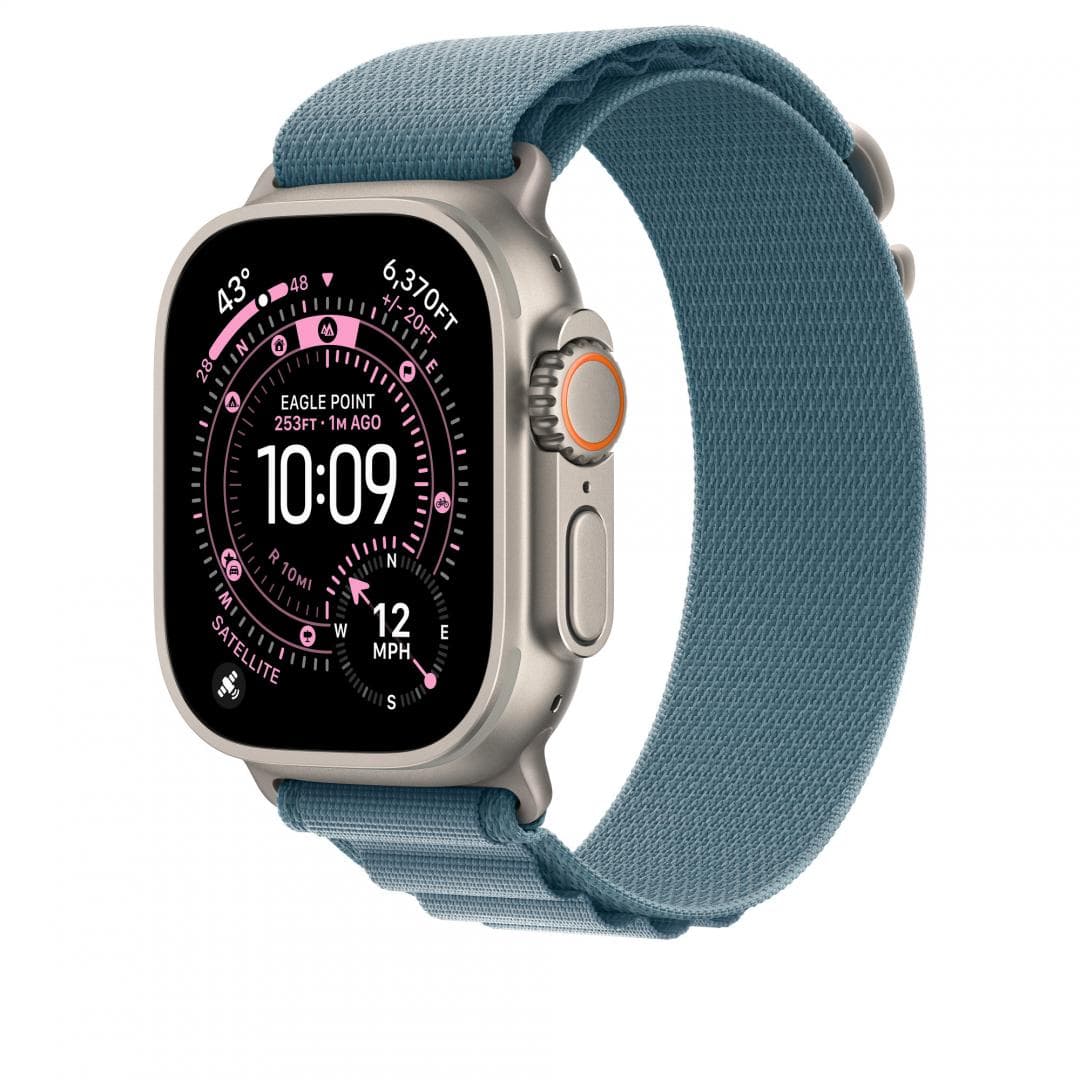 Apple Watch 49mm Light Blue Alpine Loop - Small - Natural Titanium - 3