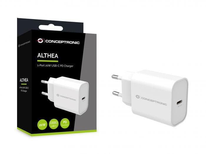 CONCEPTRONIC ALTHEA07W 1-Port 20W USB-C PD Charger, 40.2 x 43.5 - 2