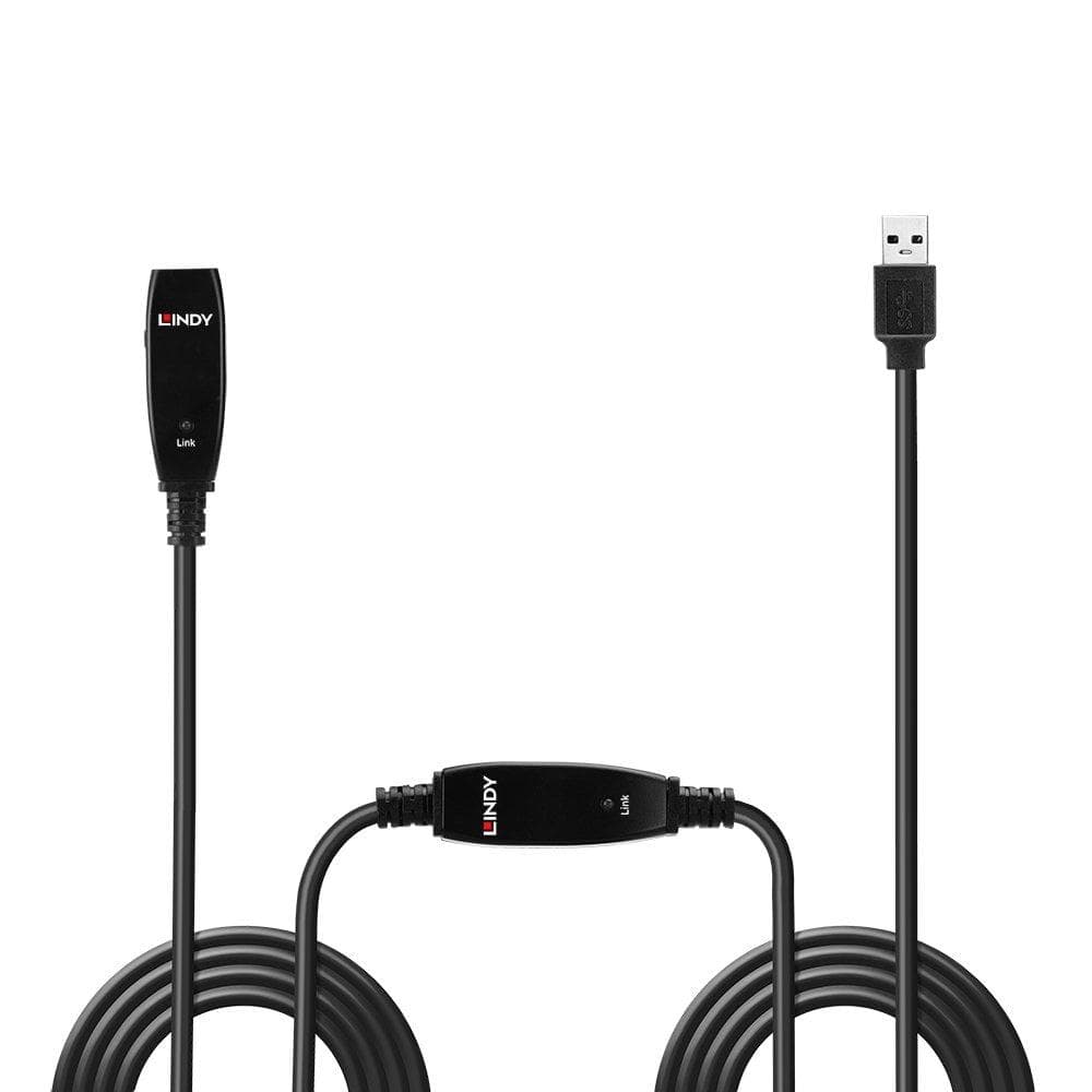 Cablu Lindy 15m USB 3.0 Active Extension Slim, negru - 3