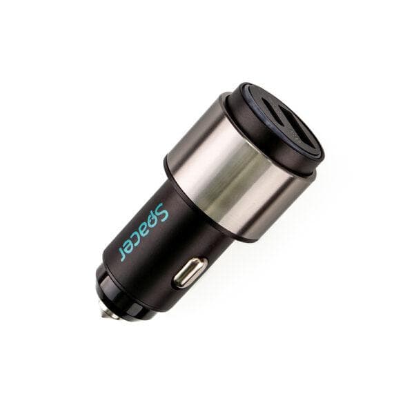 Alim. auto Spacer cu led USB-A&C 38W neg - 2