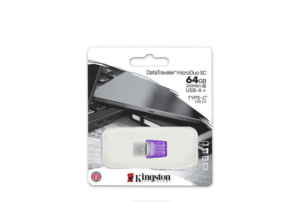 Memorie USB Kingston microDuo 3C 64 GB, USB 3.0, Purpuriu - 3