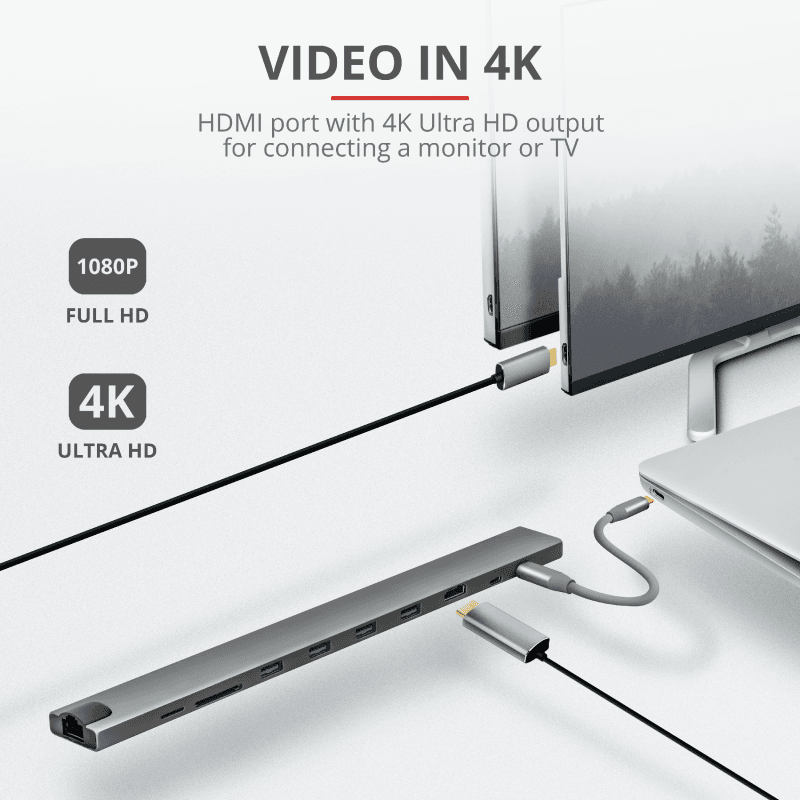 Dock USB Trust Dalyx, 10 porturi USB-C, aluminiu - 8