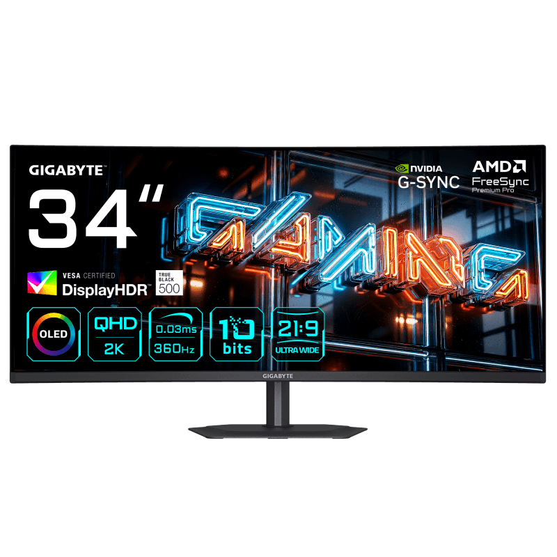 Monitor Consumer GIGABYTE MO34WQC36, 34", 3440 x 1440 pixeli, Black