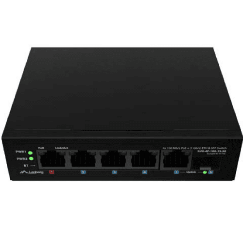 Switch Lanberg ILFE-4P-1GE-1S-90, 1 port 100BASE-T 802.3bt PoE++, 3 porturi