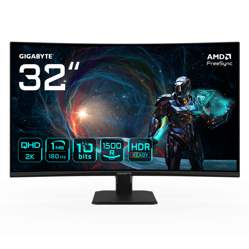 Monitor Consumer GIGABYTE GS32QCA, 31.5", 2560 x 1440 pixeli, Black,