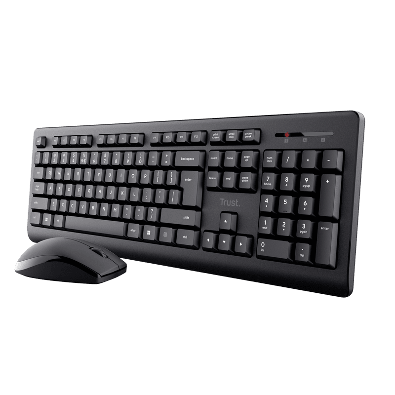 Kit Trust Primo tastatura standard, mouse wireless optic, rezoltie maxima