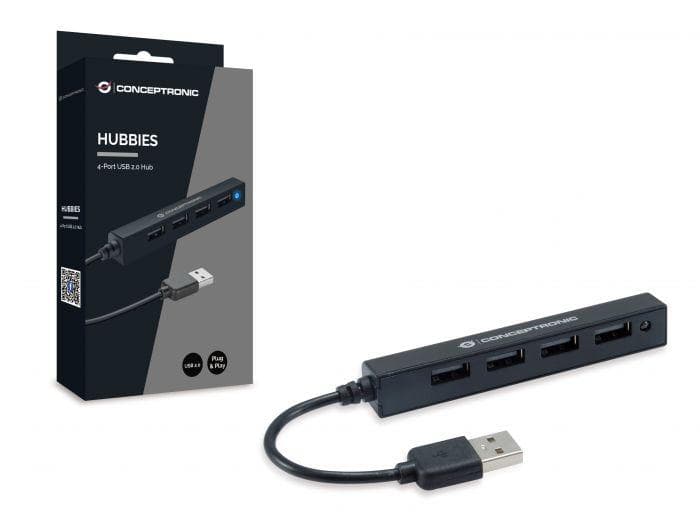 CONCEPTRONIC HUBBIES05B 4-Port USB 2.0 Hub, 96 x 15 x